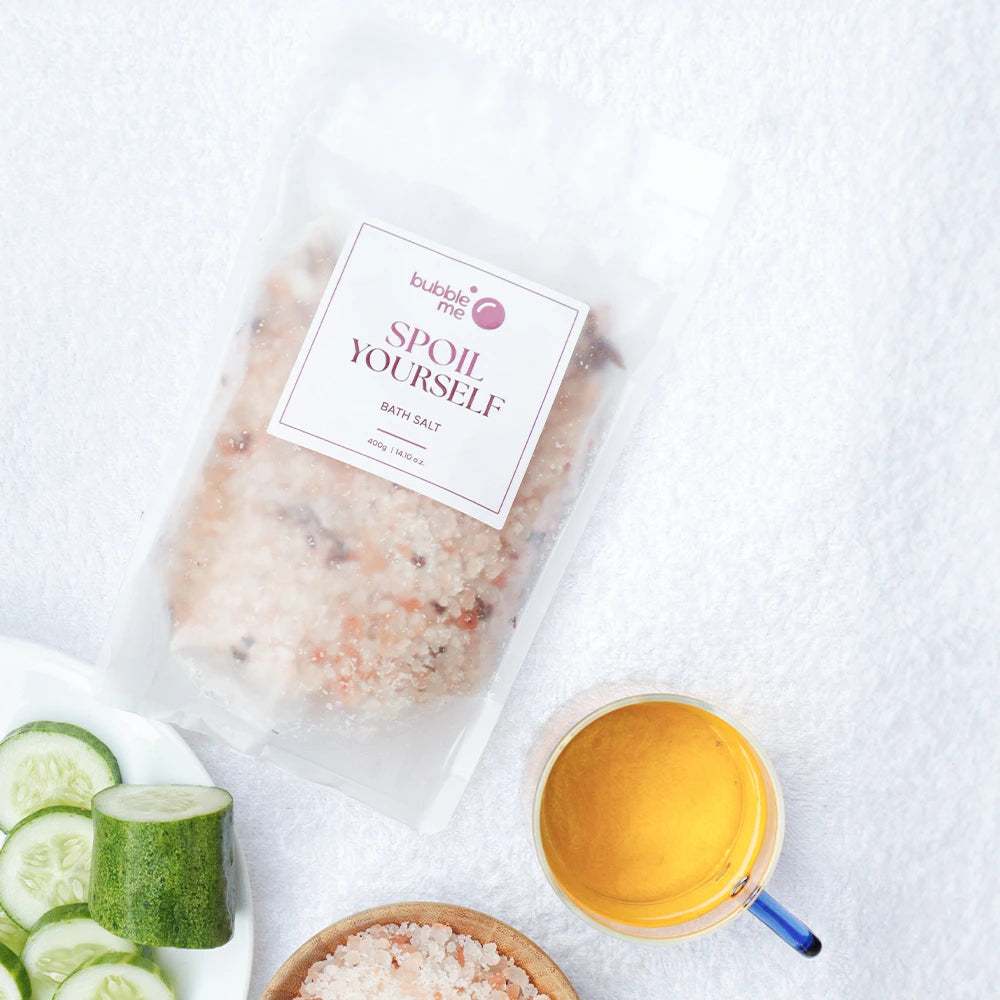 Spoil Yourself Bath Salt with Epsom and Pink Salt for Better Sleep and Muscle Ache Relieve
