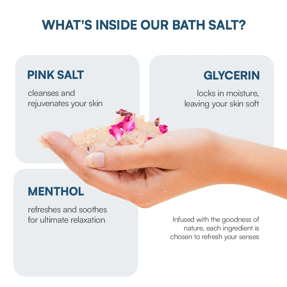 Spoil Yourself Bath Salt with Epsom and Pink Salt for Better Sleep and Muscle Ache Relieve